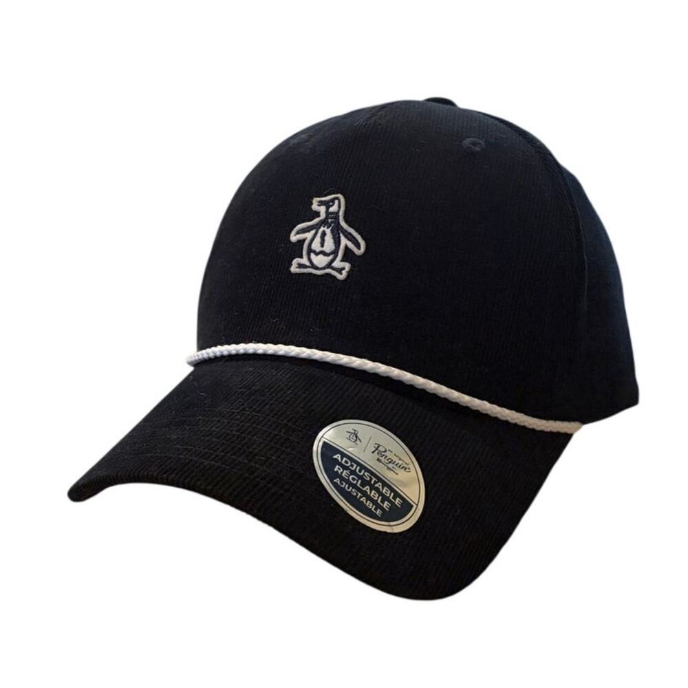 Penguin by Munsingwear Rope Snapback Black Hat Corduroy Baseball Cap Adujustable